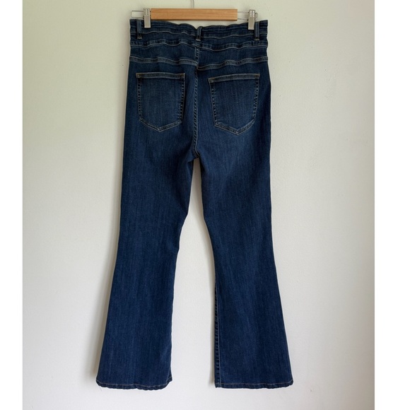 Frame Denim High Flare Double Waist Band Denim Jeans in Majesty Blue - Picture 7 of 9